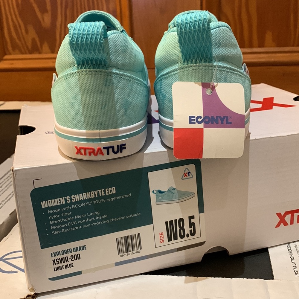 NWB womens XtraTuf Sharkbyte Eco XSWR-200 light blue slip on deck shoes - Picture 4 of 4